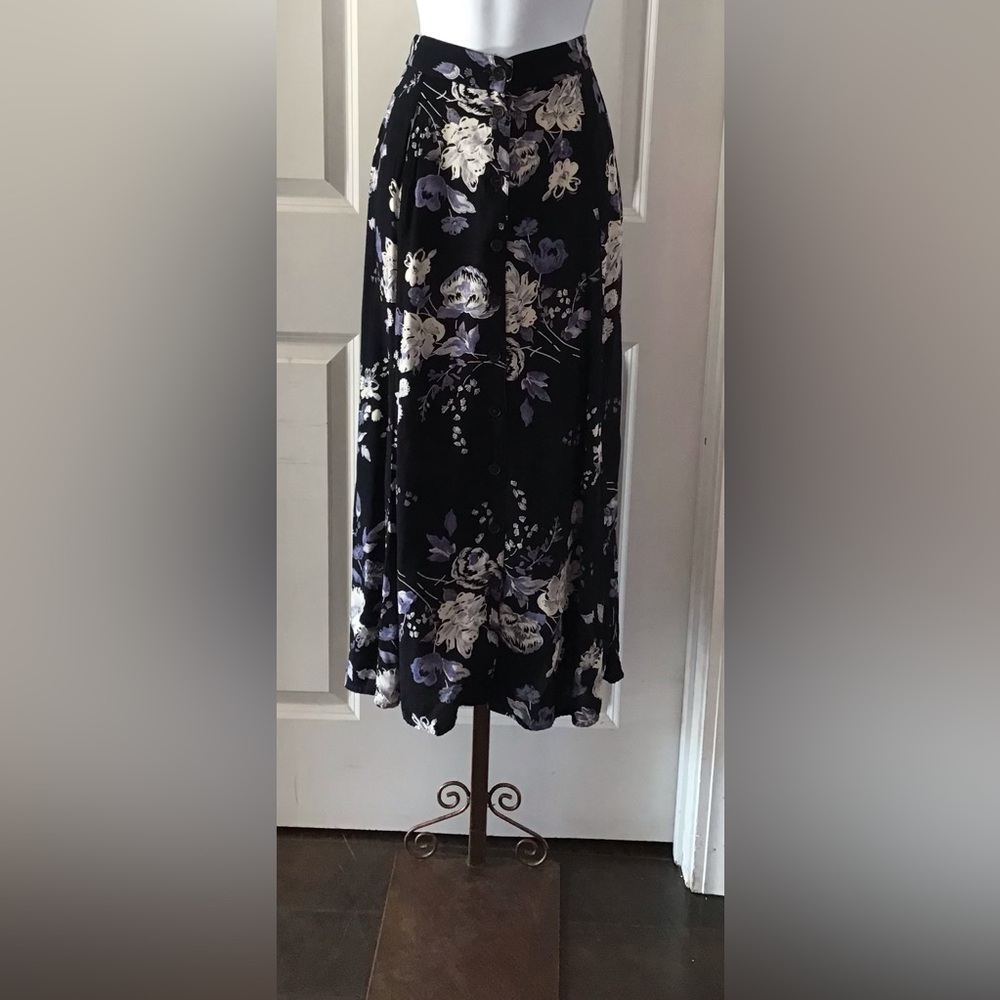 Expressions Floral Black, Periwinkle and White Women's Skirt